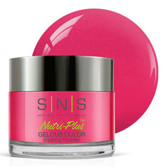 SNS Cherry Pie dip powder bottle shows pink-red shade for long-lasting color