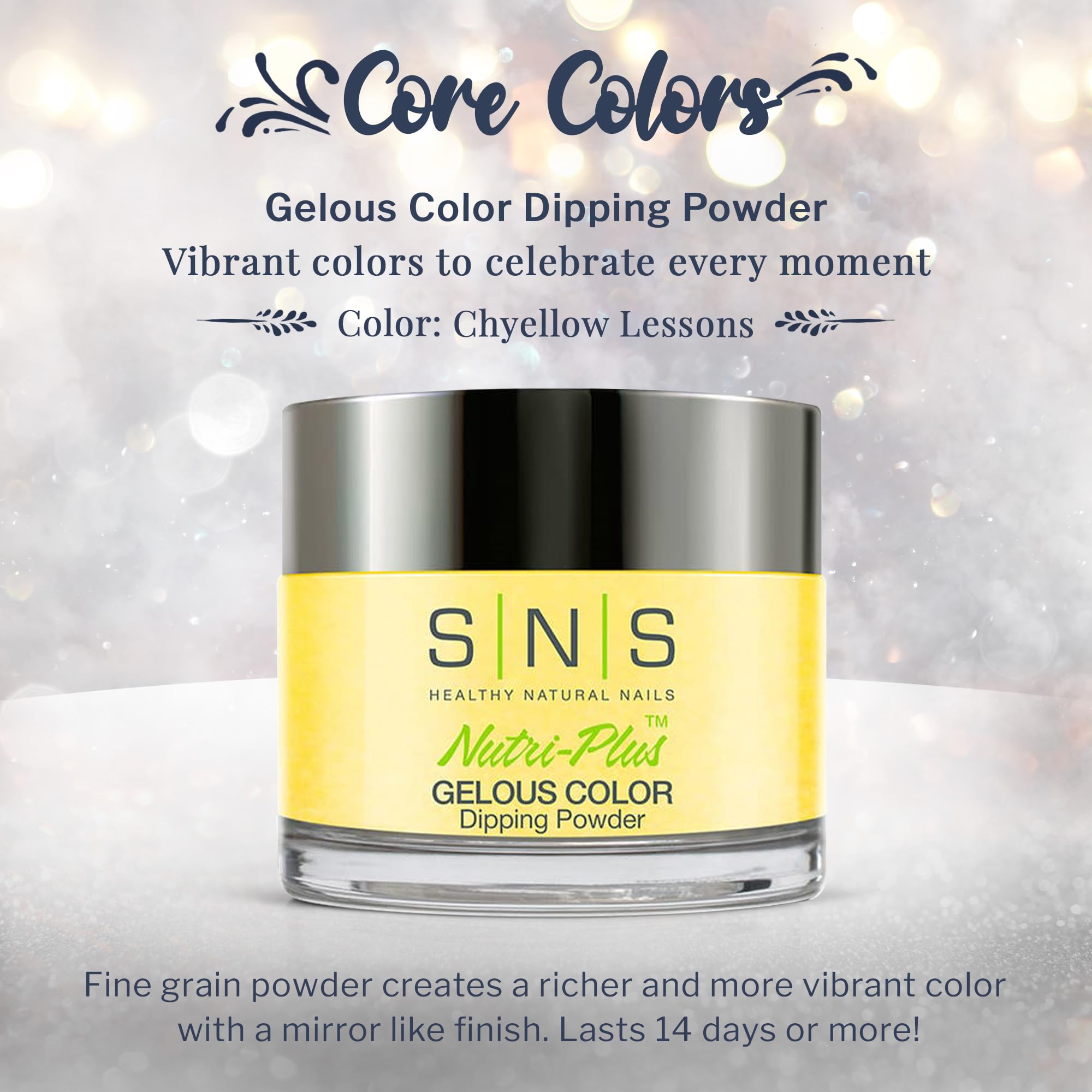 SNS Nail Dip Powder Chyellow Lessons swatch on nails showing warm yellow-cream shade.