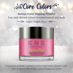 SNS Nail Dip Powder Comb-Over application brush image highlights smooth dipping for salon-like results.