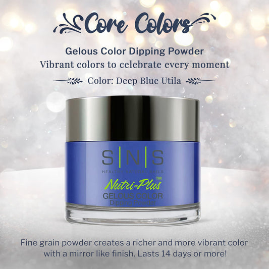 SNS Nail Dip Powder Deep Blue Utila swatch reveals rich pigment for salon results