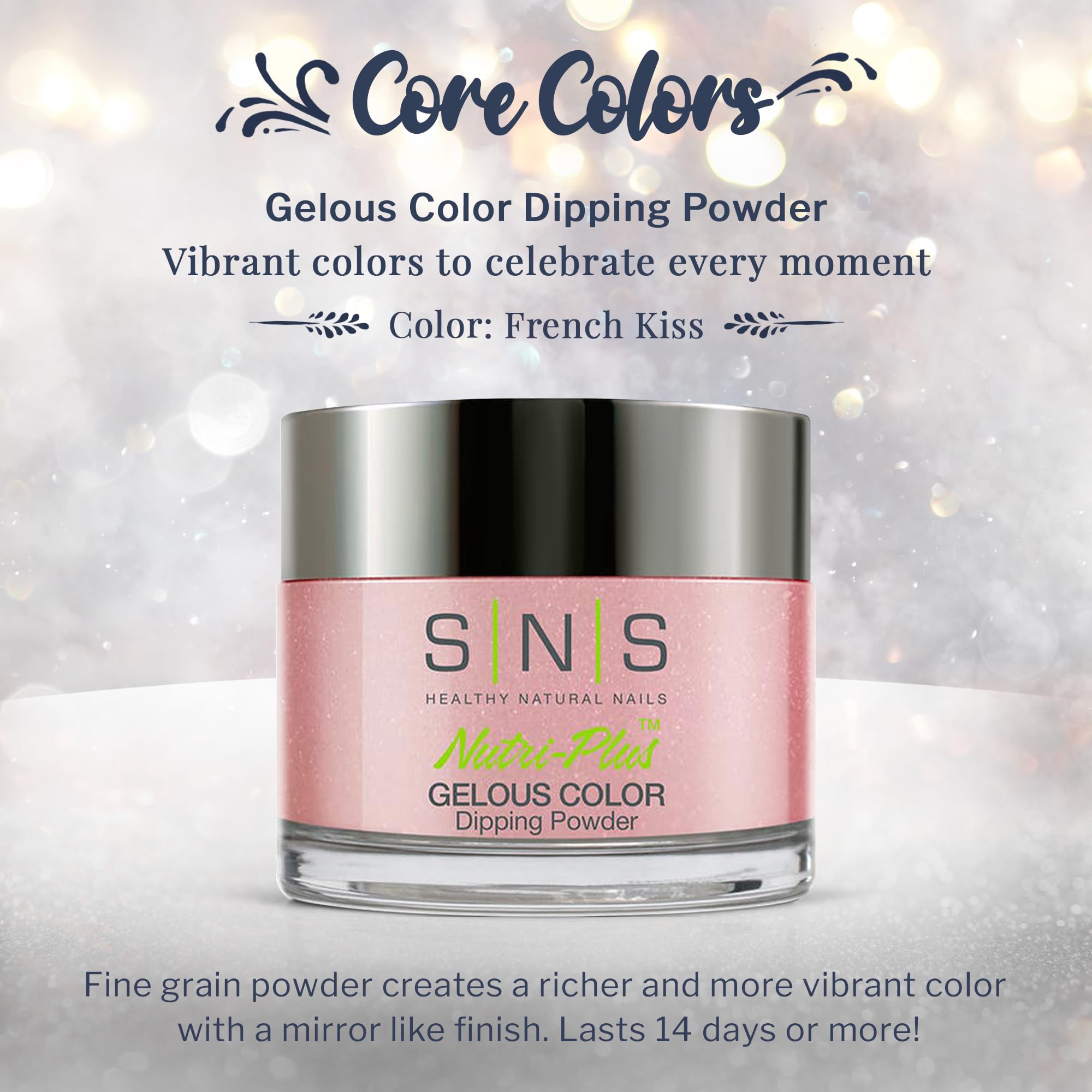 SNS Nail Dip Powder French Kiss color swirl demonstrates smooth texture suitable for at home use