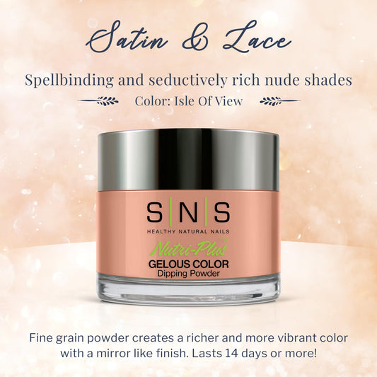 SNS Nail Gelous Color Isle Of View swatches reveal a natural nude shade for nails.