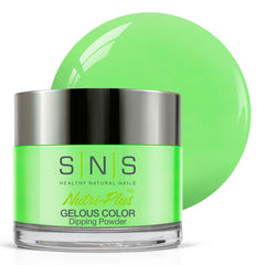 SNS Nail Dip Powder Gorgeous Green jar shows vibrant color with long-lasting, chip-resistant shine.