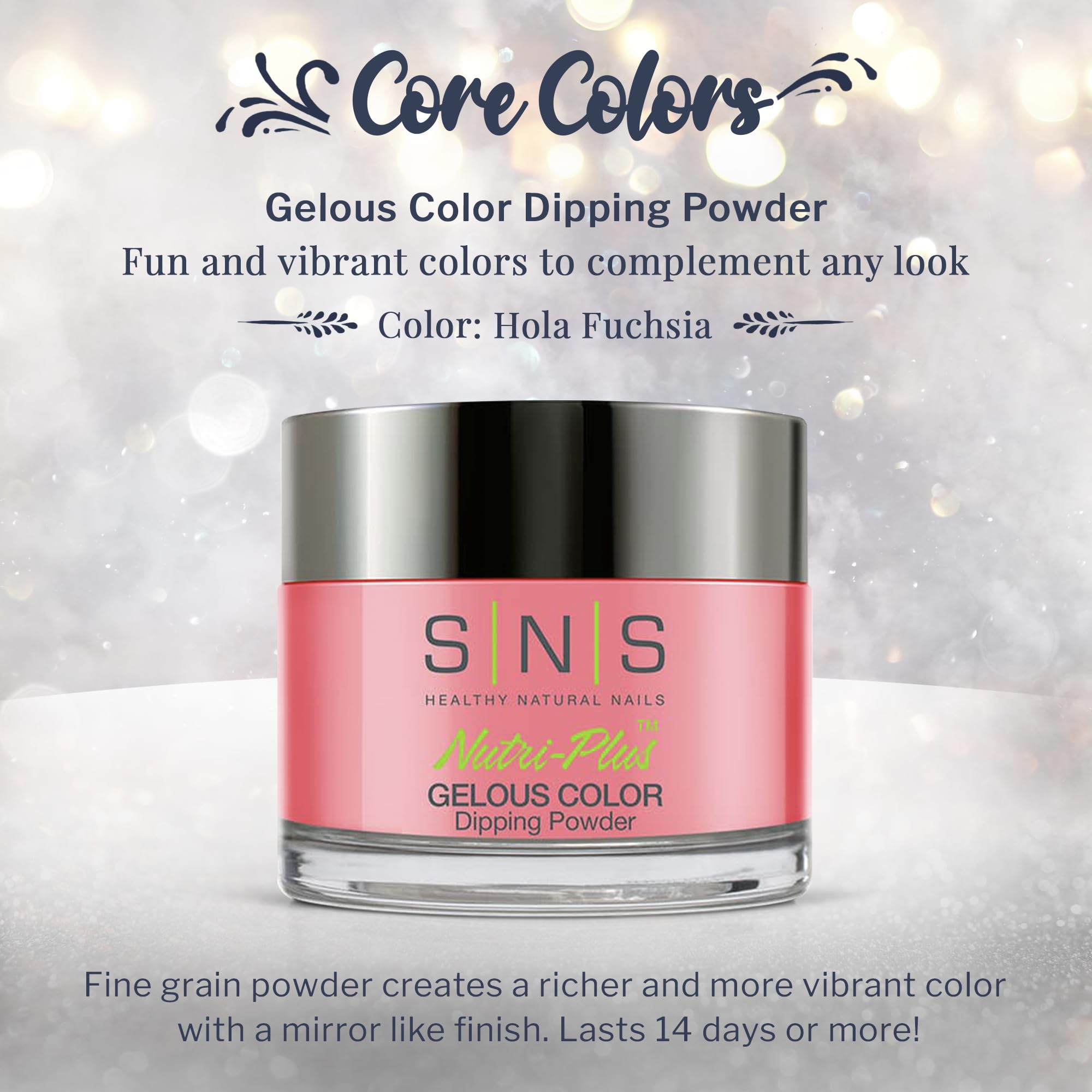 SNS Nail Dip Powder Hola Fuchsia brush application on nail for smooth coverage.