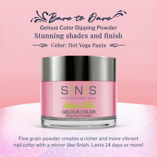 SNS Hot Yoga Pants swatches show pastel pink shimmer for chic manicure