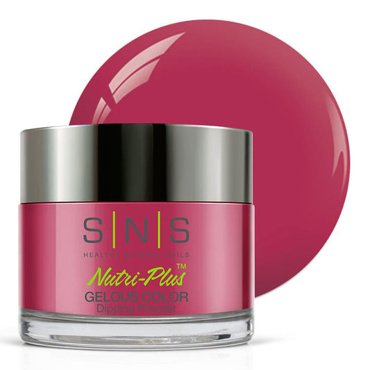 SNS Nail Dip Powder Japanese Rose Delight jar showing rich red shade for long-lasting color.