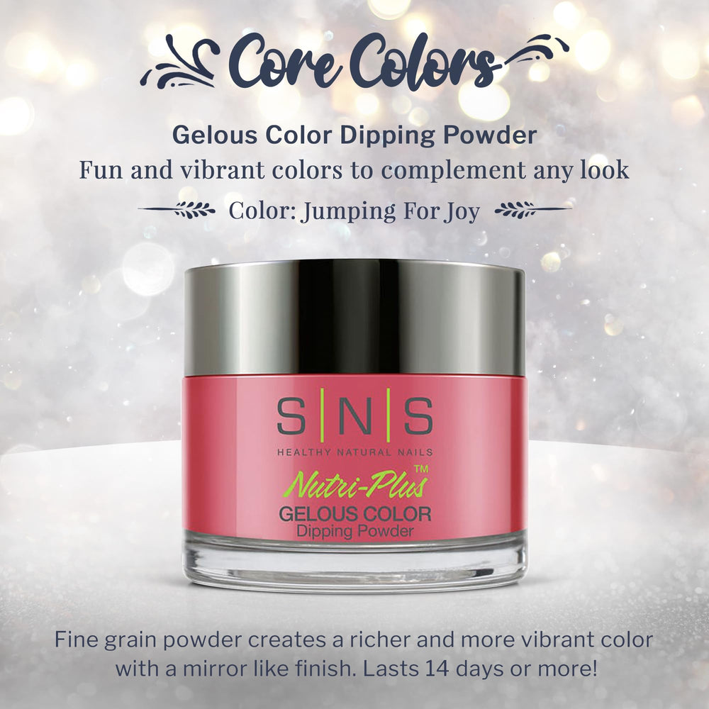 SNS Jumping For Joy pink shimmer swatch shows rich color and instant dry finish