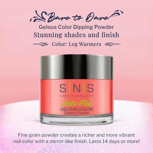 SNS Nail Dip Leg Warmers swatch highlights vibrant multitone hues for flexible, long-lasting wear.