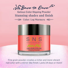 SNS Nail Dip Leg Warmers swatch highlights vibrant multitone hues for flexible, long-lasting wear.