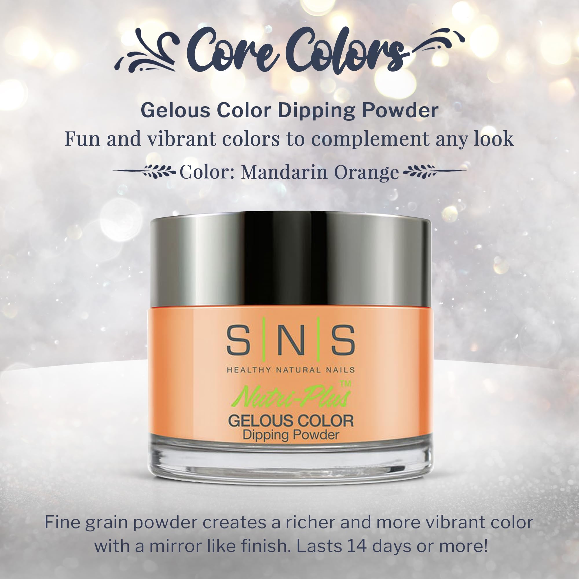 SNS Mandarin Orange dip powder application brush demonstrates smooth, quick-dry application.