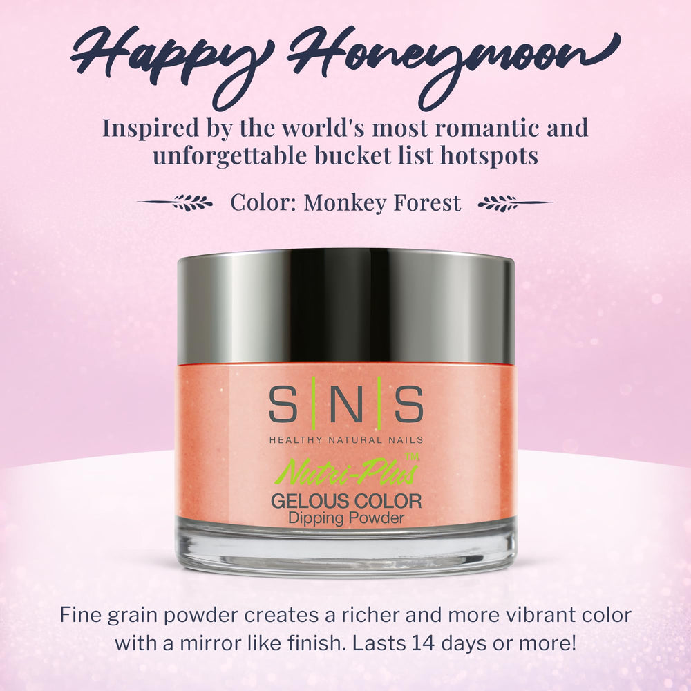 Monkey Forest Peach swirls in the jar, rich color with depth.