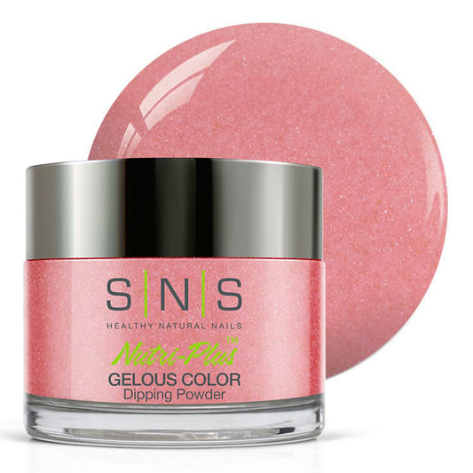 SNS Nail Dip Powder Ne Moubliez Pas jar shows pink-rose shade for salon-ready finish