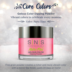 SNS Party Time pink dip powder with application brush for smooth coverage