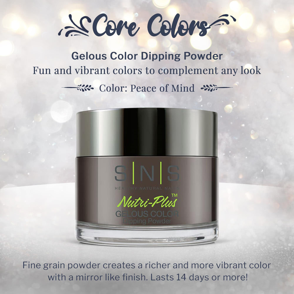 SNS Peace of Mind brown nails showing long-lasting color on natural nails.