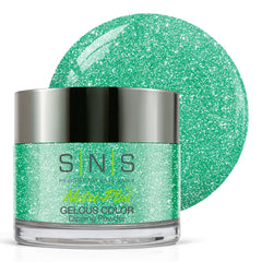 SNS Nail Dip Powder Sassy Lingerie green shimmer swatch for long-lasting color