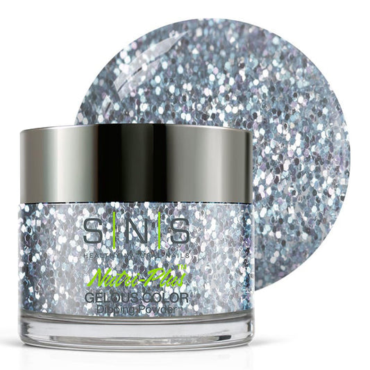 SNS Nail Dip Powder Super Model Walk in metallic silver glitter for a radiant, long-lasting manicure.