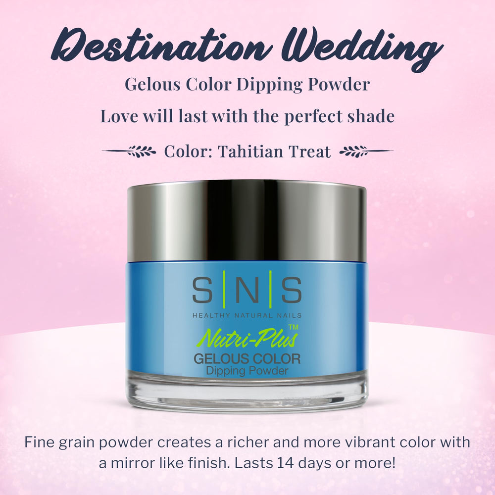 SNS Nail Dip Powder Tahitian Treat swatches display rich pigment and subtle shine.