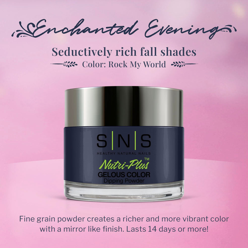 SNS Nail Dip Rock My World swatch on nail demonstrates rich color payoff