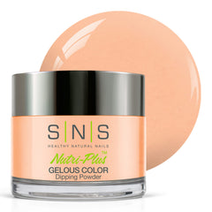 SNS Satin Doll peach dip powder on nails delivers a subtle, long-lasting peachy glow