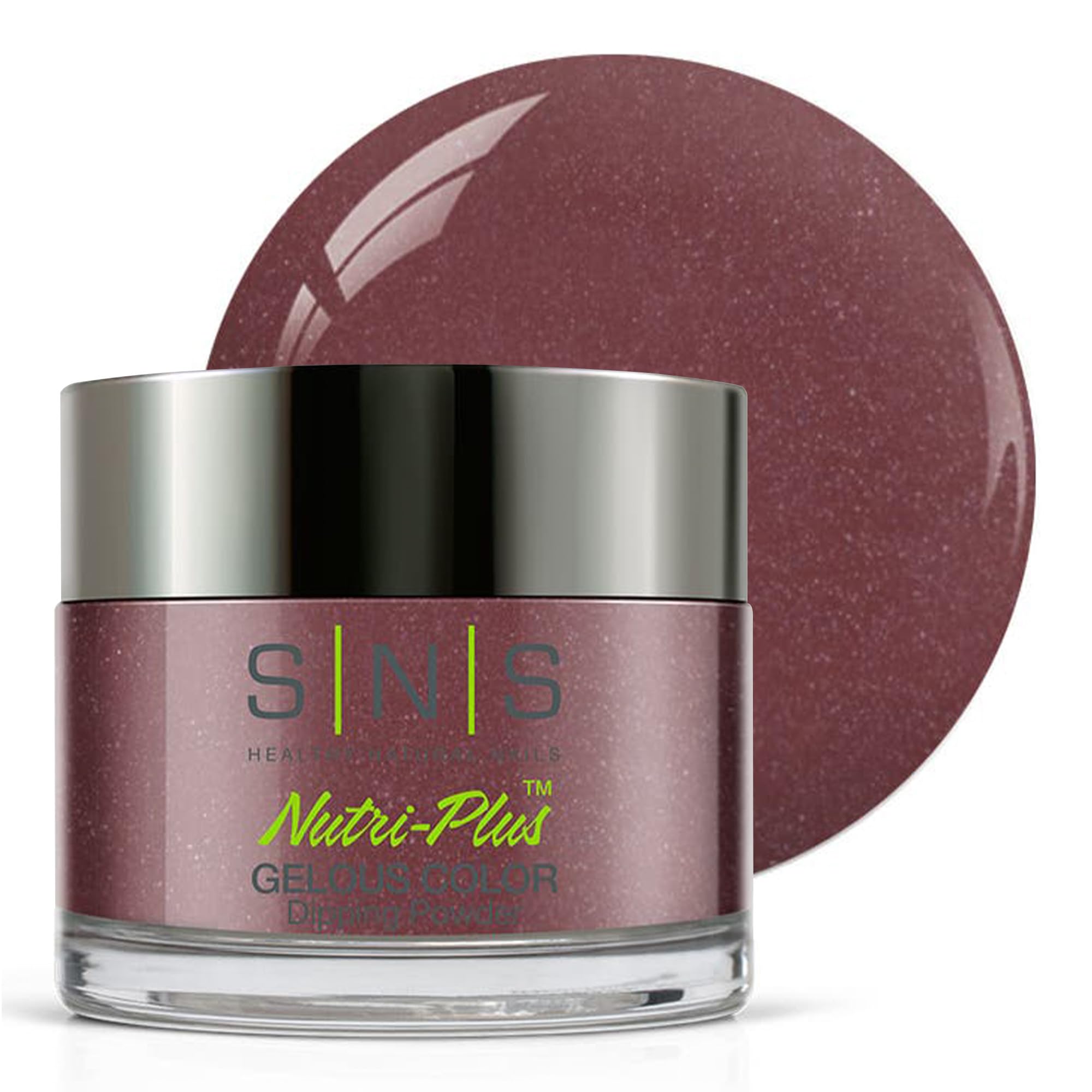 SNS Nail Dip Spanish Sangria bottle close-up showing rich shimmer for long-lasting color