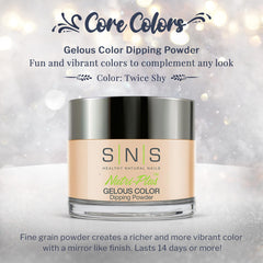 SNS Nail Dip Twice Shy nude nails with casual chic look