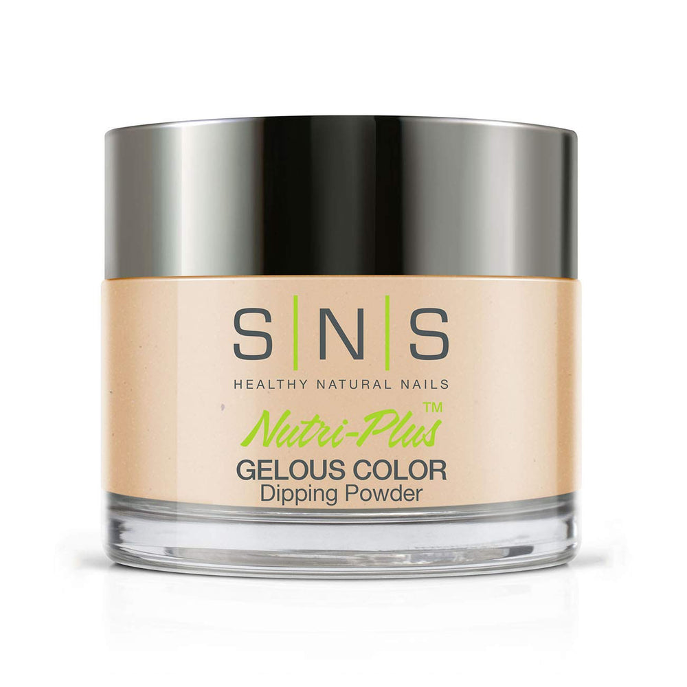 SNS Nails Gelous Color Twice Shy 1 oz jar shows natural nude shimmer with long-lasting finish.