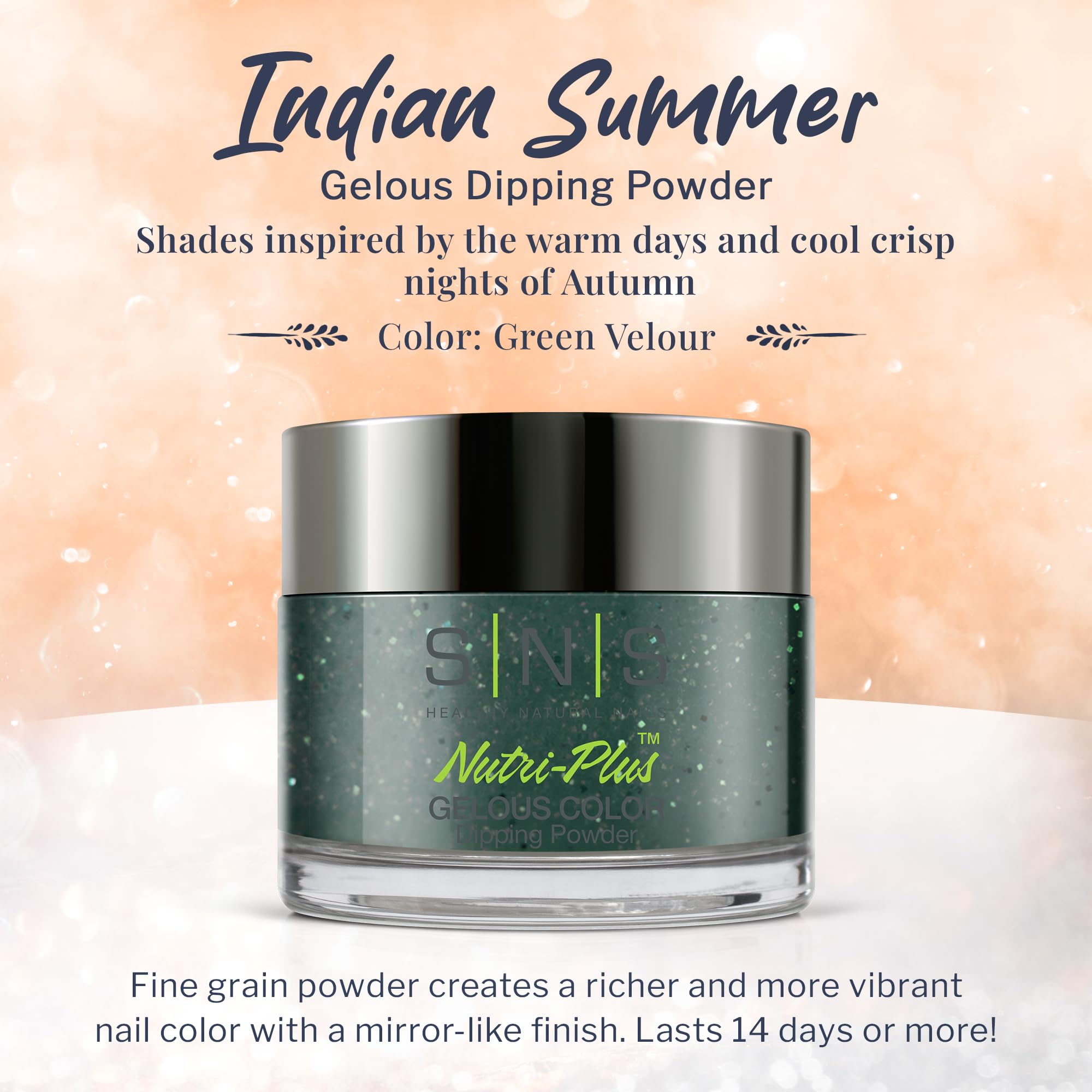 SNS Nails jar closeup reveals fine grain powder for deeper color