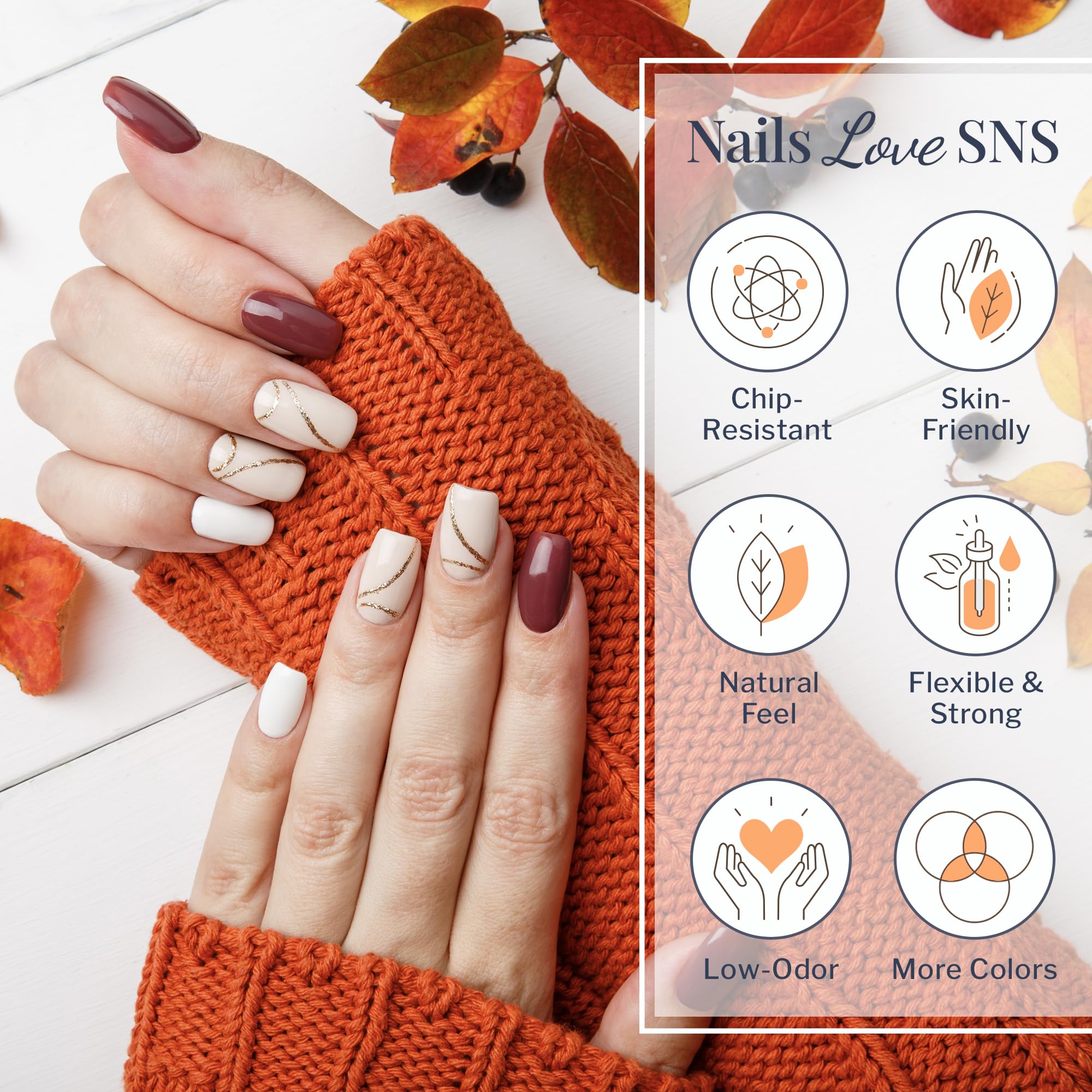 SNS Nails Indian Summer nails-on-hand display long-lasting chip-resistant color