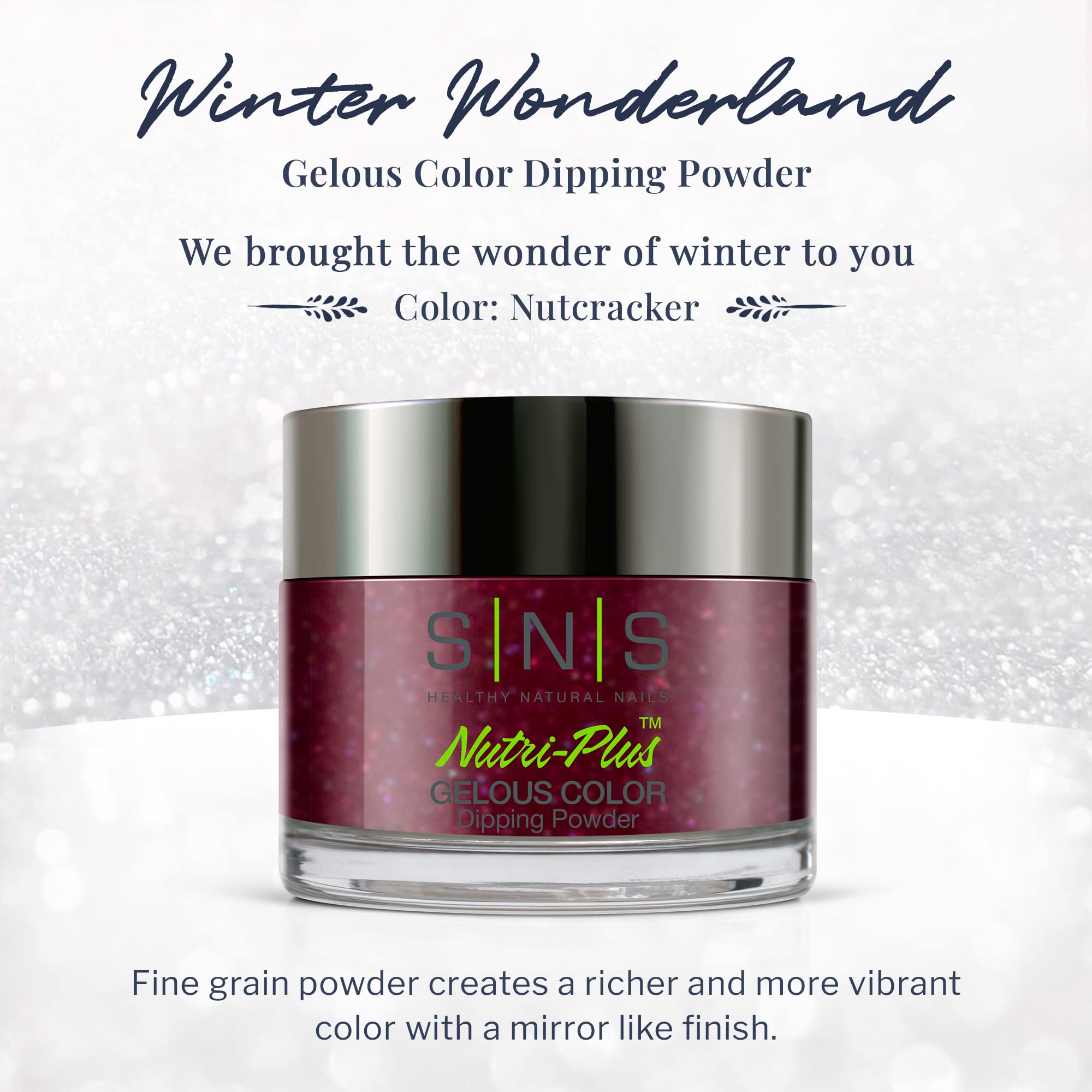 SNS Nails Gelous Color Nutcracker bottle display highlights chip-resistant, salon-quality finish.