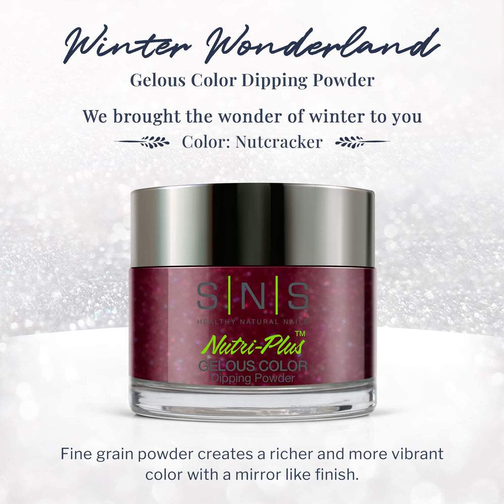 SNS Nails Gelous Color Nutcracker bottle display highlights chip-resistant, salon-quality finish.
