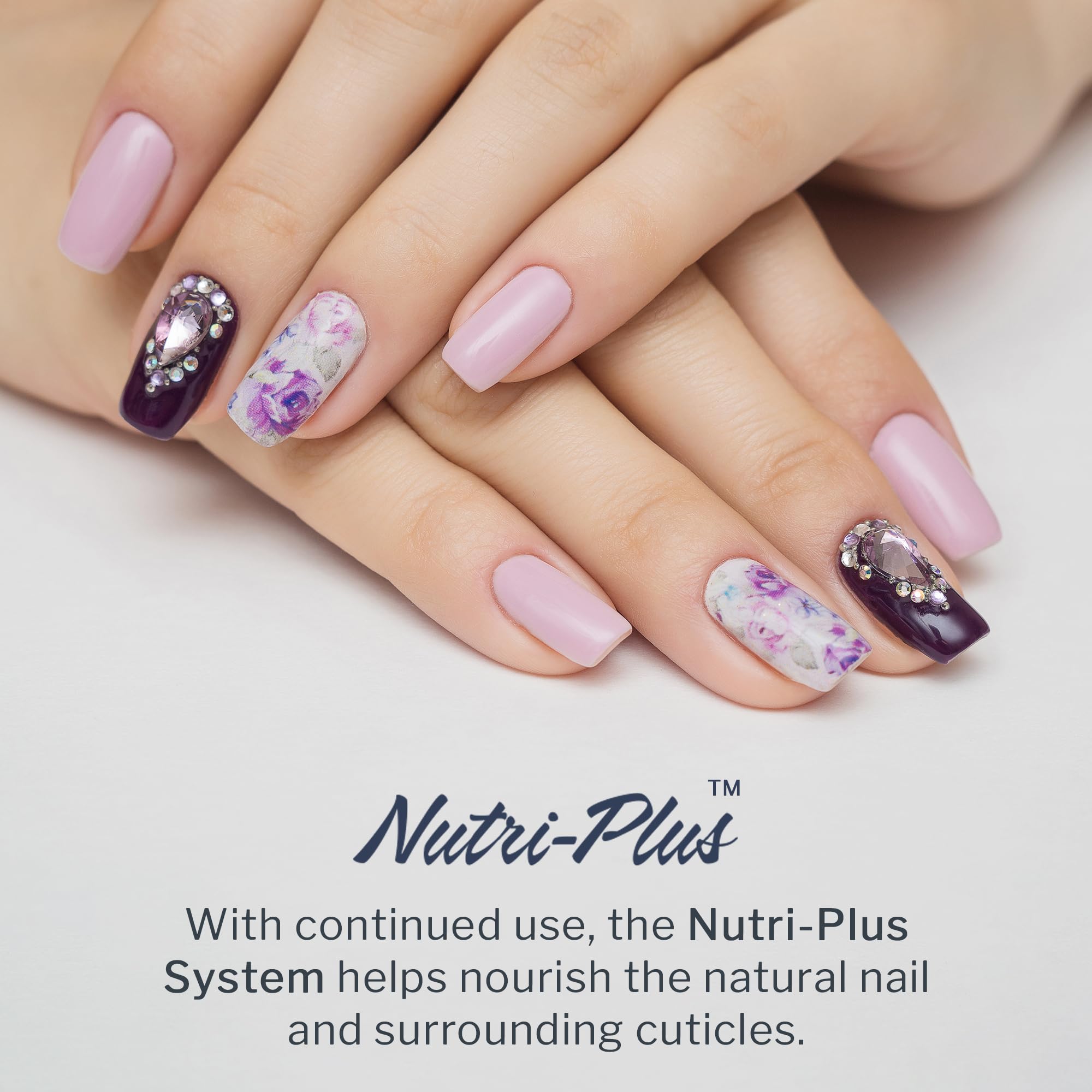 SNS Nutri-Plus System close-up highlighting nourishing nail care ingredients