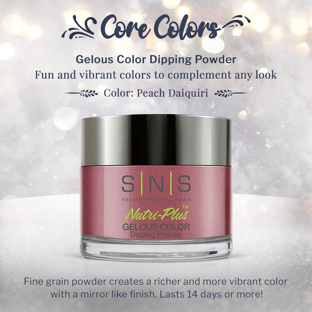 SNS Peach Daiquiri swatch on nail reveals long-lasting color and glow