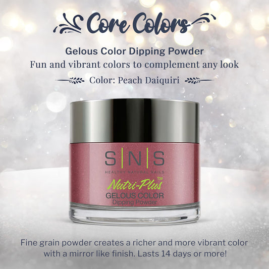 SNS Peach Daiquiri swatch on nail reveals long-lasting color and glow