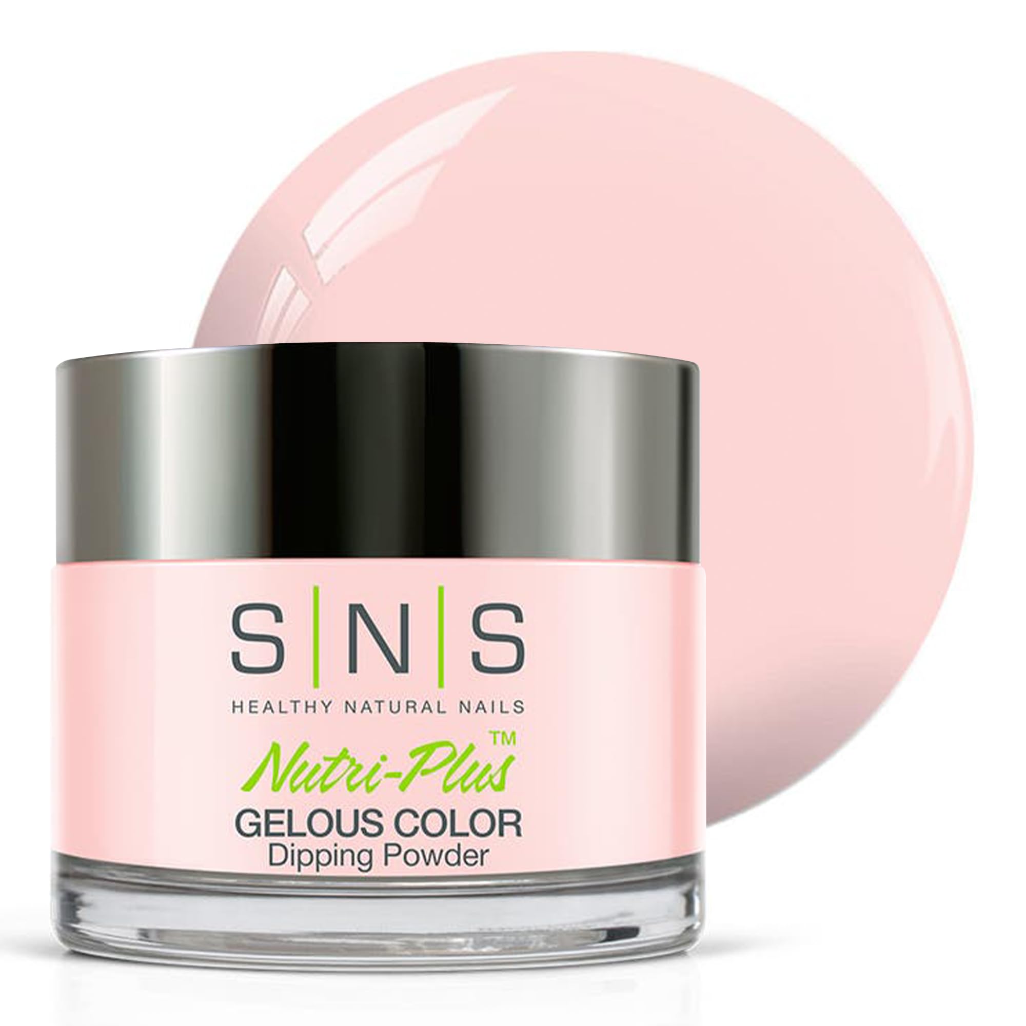 SNS Raise Your Glass dip powder in jar showing natural nude shade for at-home color