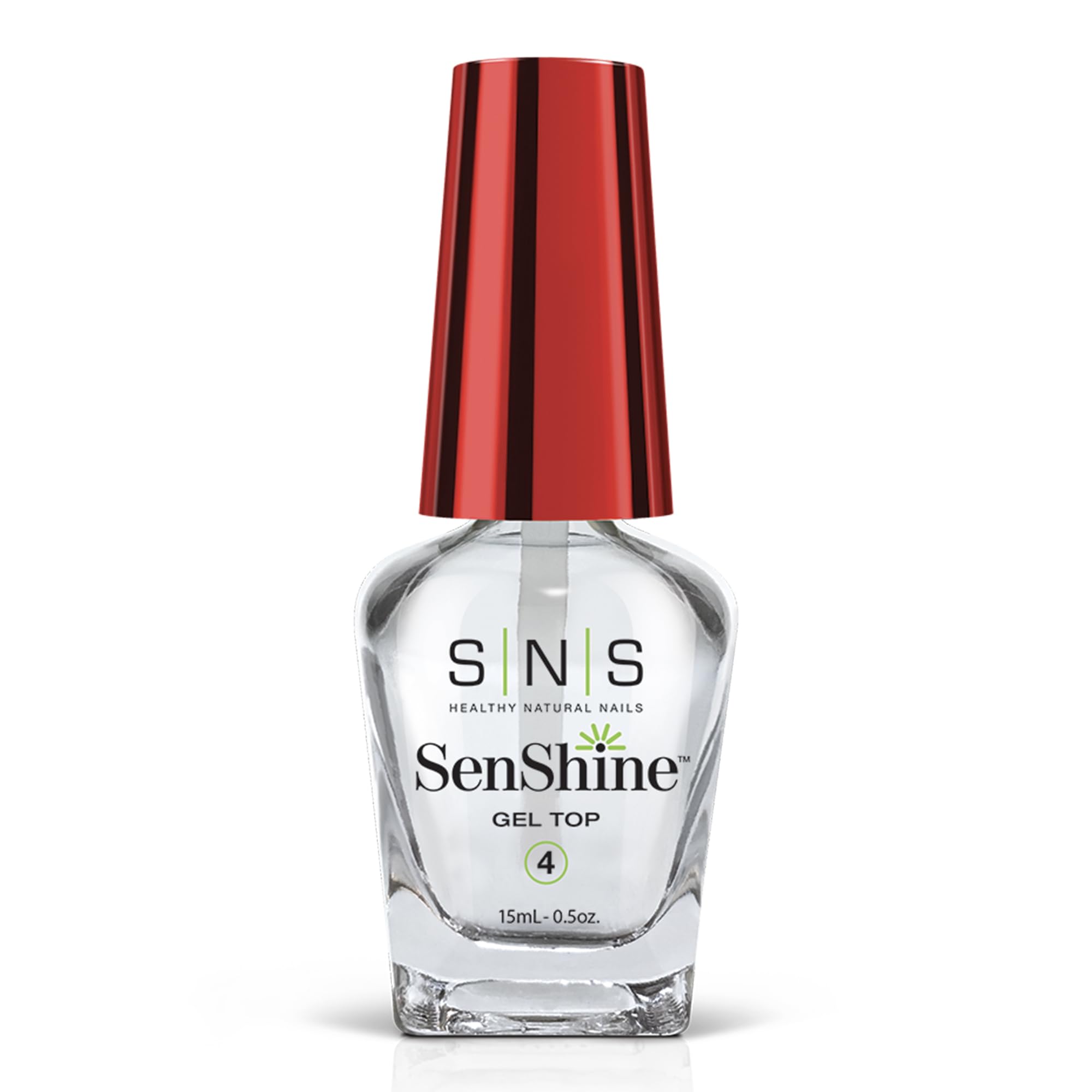 SNS SenShine Gel Top Coat bottle front for salon-grade shine at home.