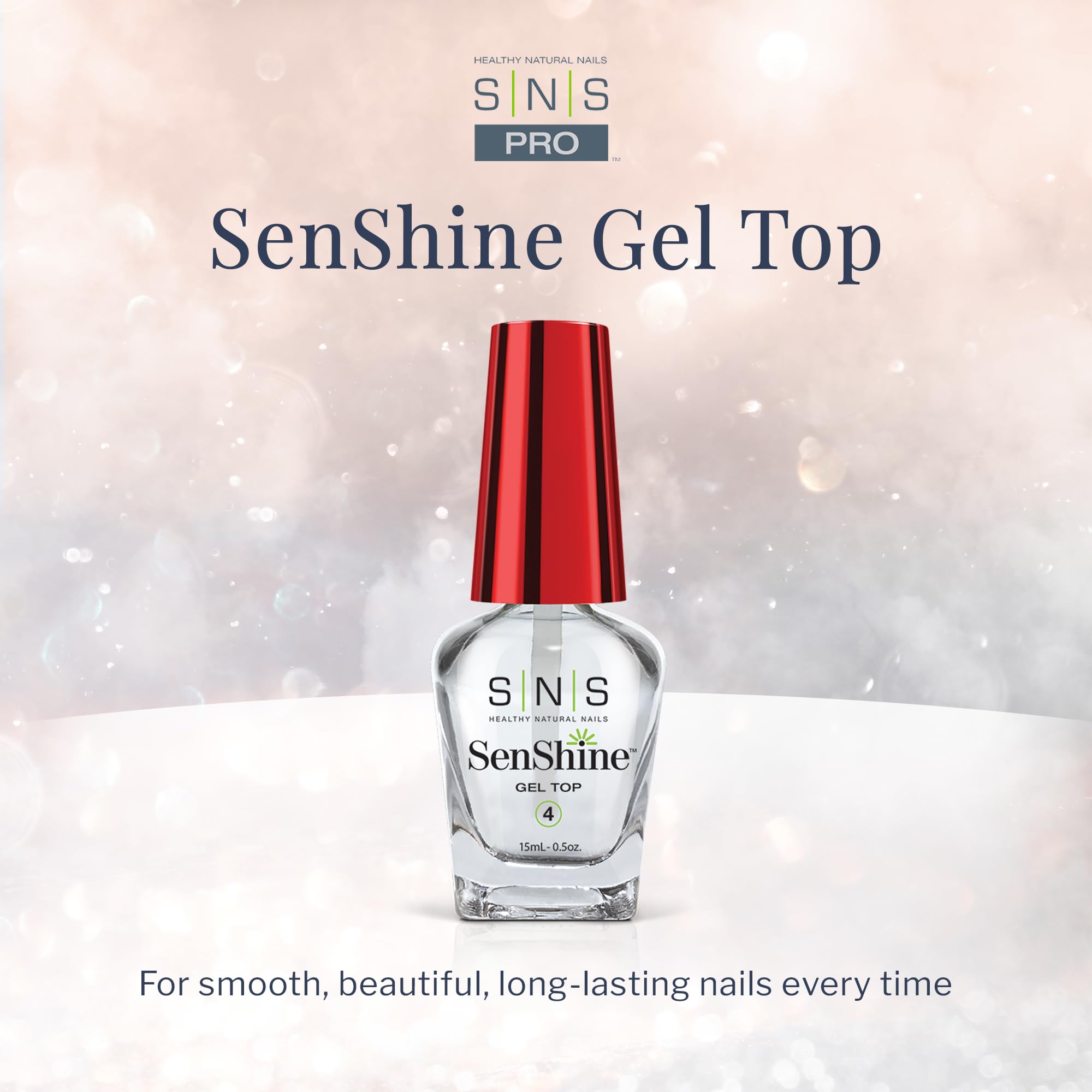 SNS SenShine Gel Top Coat dispensing gloss demonstrates quick-dry performance.