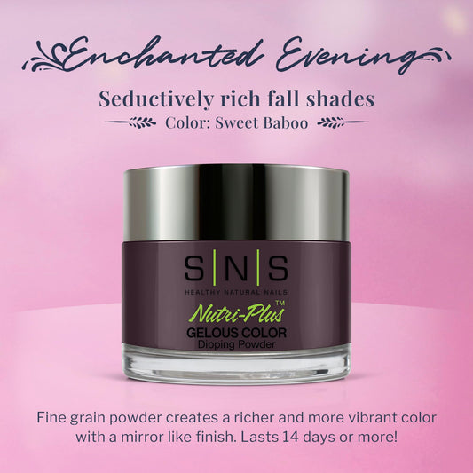 SNS Sweet Baboo Gray dip powder pour demonstrates smooth at-home application.