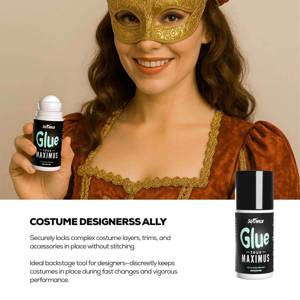So Danca Glue-teus Maximus hypoallergenic formula stays gentle on skin during performances.