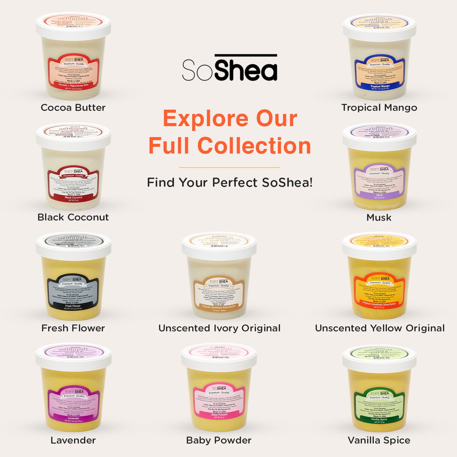 SoShea made-in-usa packaging suggests quality and heritage care.