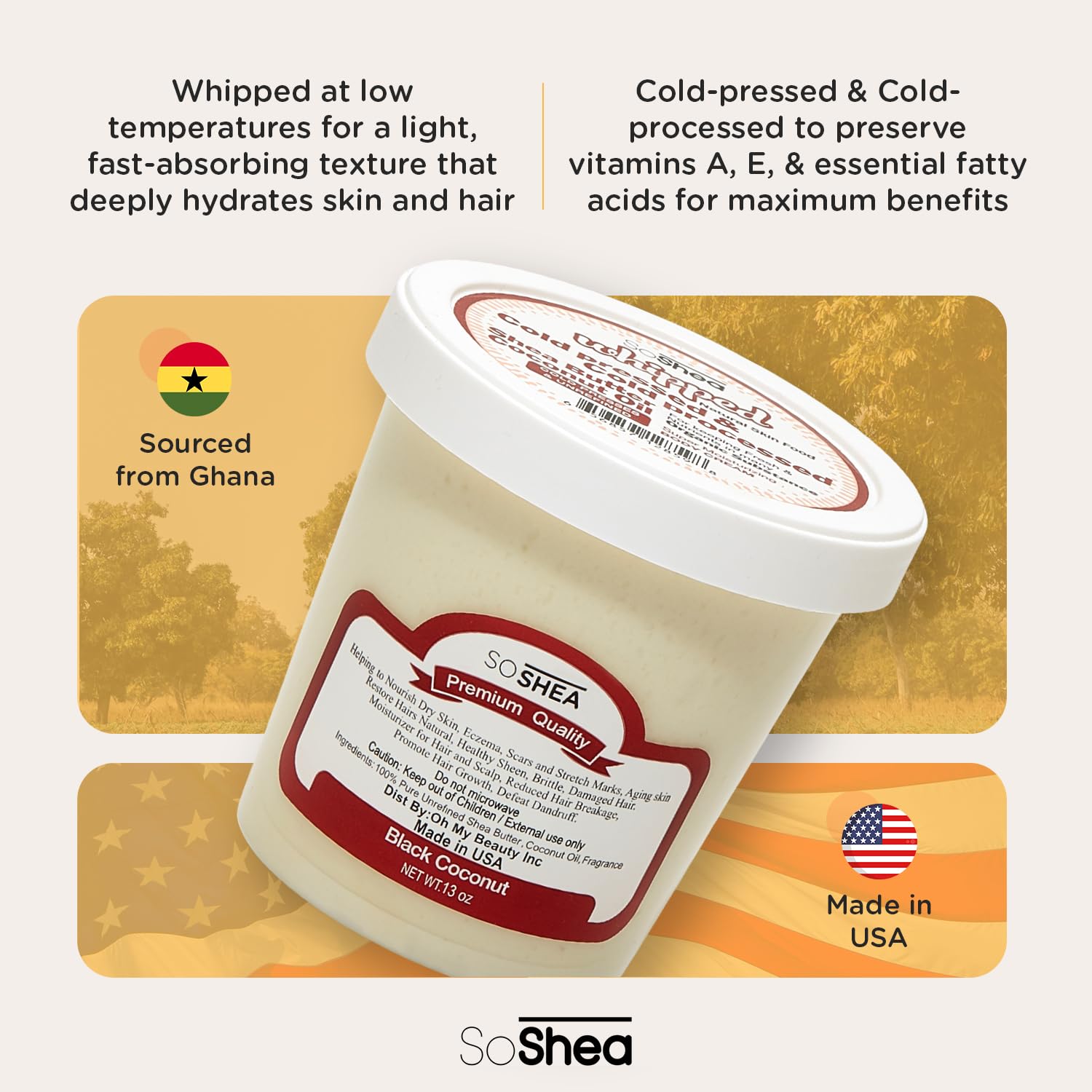 SoShea unscented ivory jar closeup highlights gentle formula for sensitive skin.