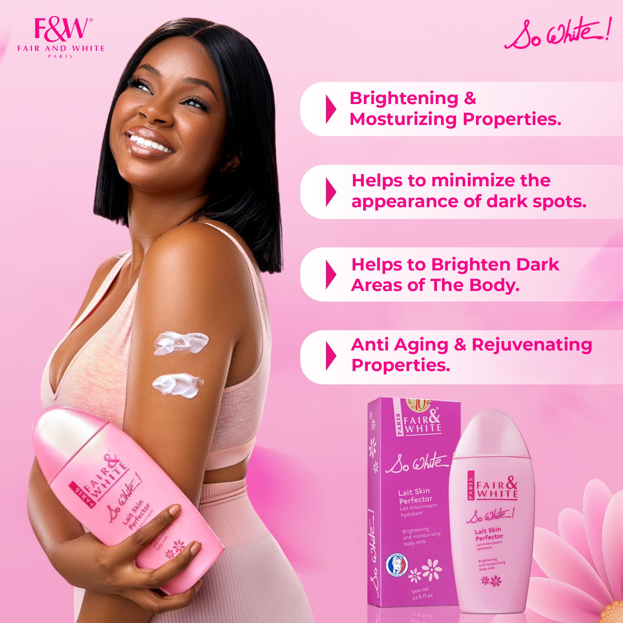 So White lotion texture swatch showing smooth, creamy consistency.