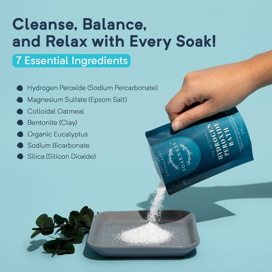 Soakness bath salts minerals close-up shows hydration minerals and colloidal oatmeal soothing skin