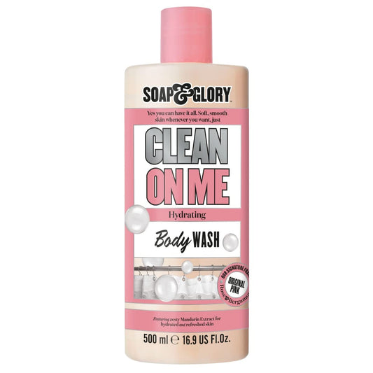 Soap and Glory Original Pink Clean On Me bottle with hydrating lather for daily skin hydration