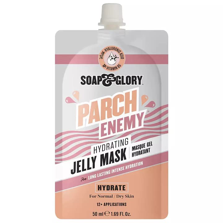 Soap & Glory Parch Enemy jelly mask jar shows ample hydration for dry skin