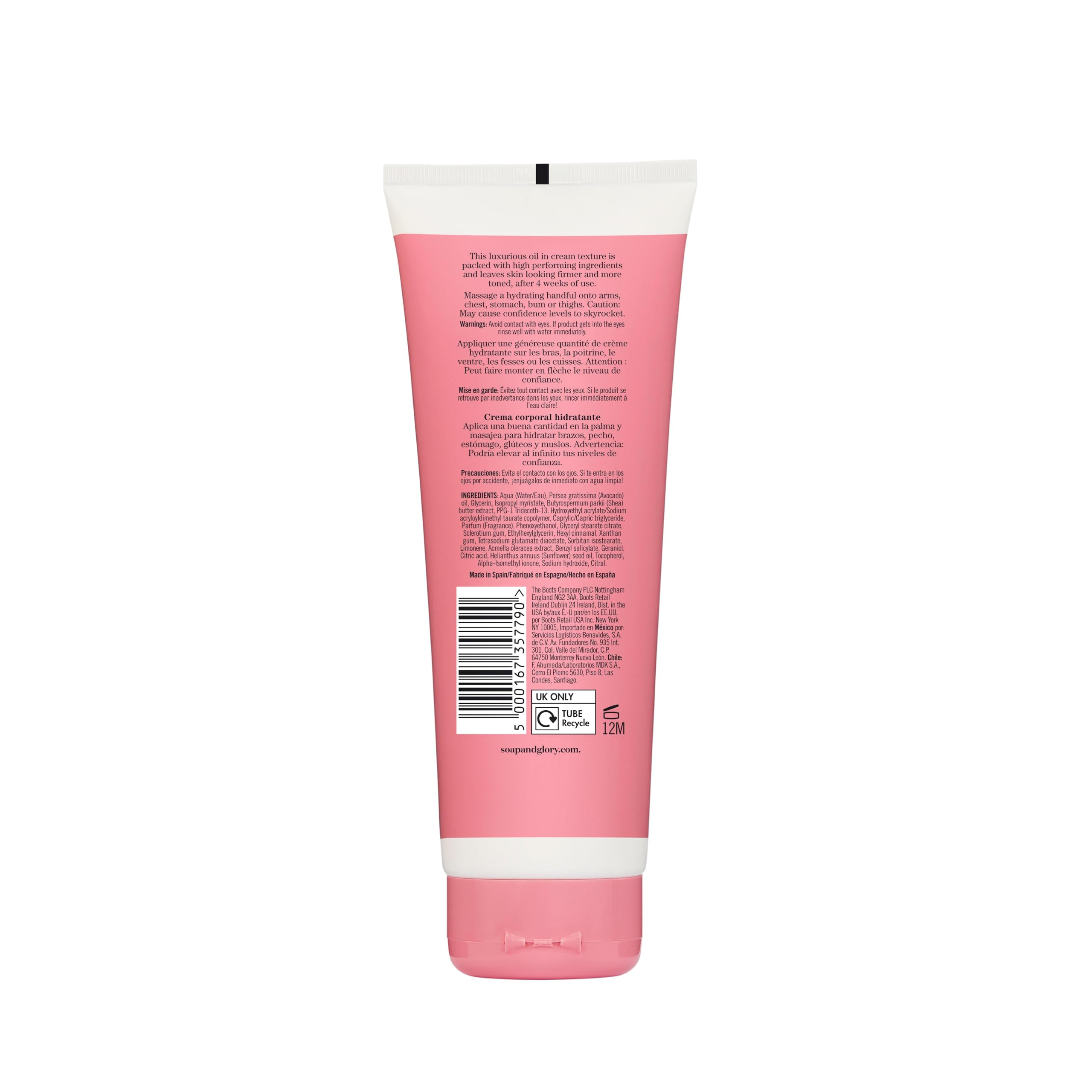 Soap and Glory The Firm-inator cream tub close-up emphasizing hydration.