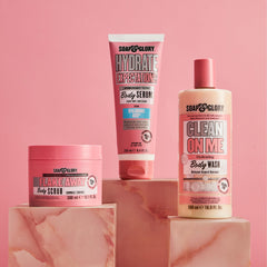 Soap & Glory Hydrate Expectations pink-fragrance line offers a fruity floral scent.
