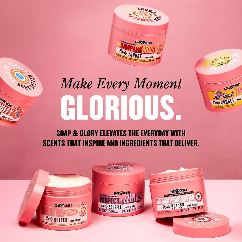 Soap & Glory Original Pink label detail showing vegan formula for animal-free cleanse.