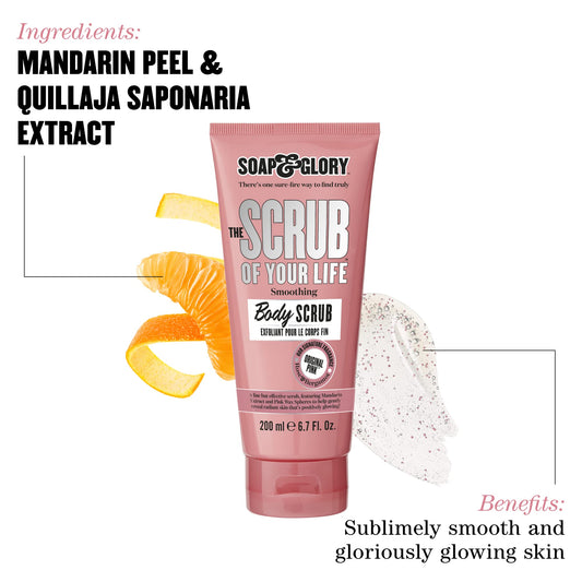 Creamy texture of Soap & Glory Original Pink Scrub Life ready for quick application