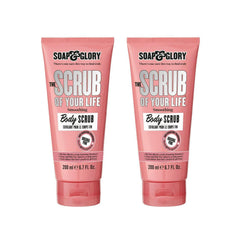 Soap & Glory Original Pink Scrub Life jar shown with creamy exfoliant for smooth skin