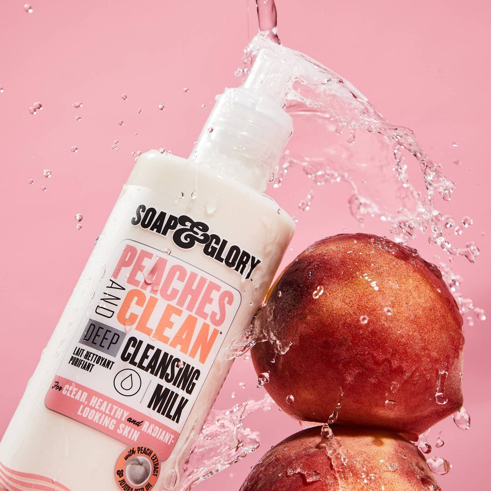 Soap & Glory Peach extracts visual suggests refreshing cleanse for soft skin